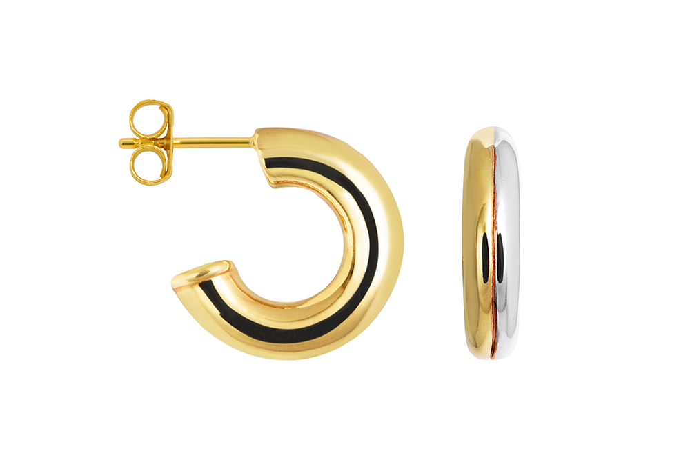 [18475EE170PLDO] Sterling silver bicolor hoop earring
